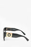 Versace Black Square Frame Polarized Sunglasses w/ Gold Medusa Sides