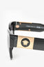 Versace Black Square Frame Polarized Sunglasses w/ Gold Medusa Sides