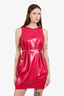 Versace Pink Latex Dress With Rhinestone Button Size 40