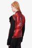 Versace Red Leather Snakeskin Embossed Vest Size 52