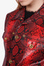 Versace Red Leather Snakeskin Embossed Vest Size 52