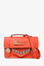 Versus Versace Orange Leather Safety Pin Satchel Bag