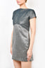 Victoria Beckham Silver Lame Cap Sleeve Mini Dress Size 6