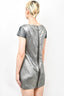 Victoria Beckham Silver Lame Cap Sleeve Mini Dress Size 6