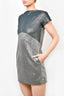 Victoria Beckham Silver Lame Cap Sleeve Mini Dress Size 6