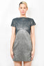 Victoria Beckham Silver Lame Cap Sleeve Mini Dress Size 6