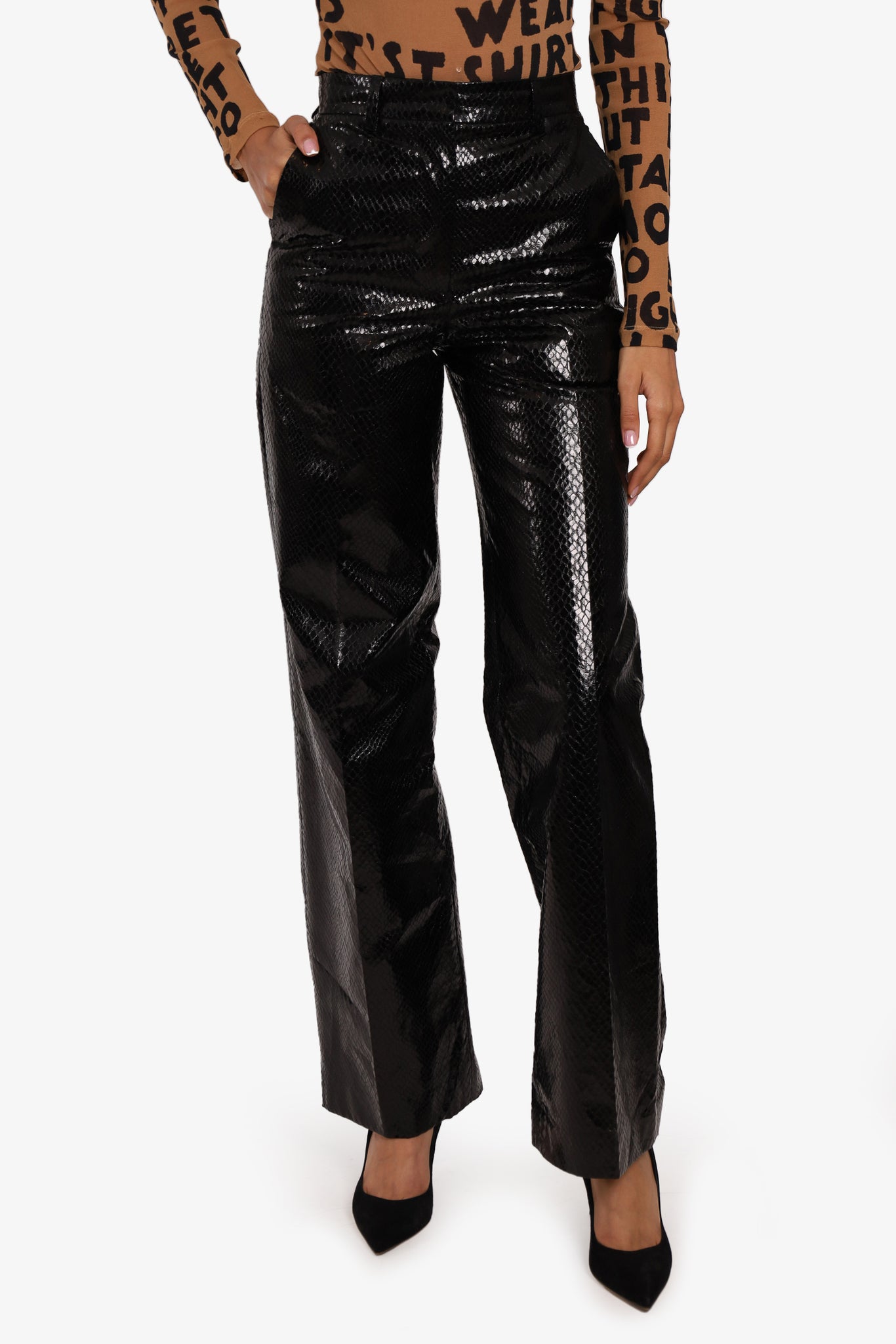 Snake print faux leather clearance pants