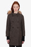 Weekend Max Mara Grey Wool Faux Fur Hood Coat Size 2