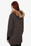 Weekend Max Mara Grey Wool Faux Fur Hood Coat Size 2