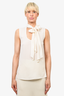 Weekend Max Mara White Silk Sleeveless Blouse with Neck Tie Size 8