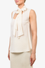 Weekend Max Mara White Silk Sleeveless Blouse with Neck Tie Size 8