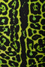 Yves Saint Laurent Green/Black Silk 'YSL' Logo Animal Print Scarf