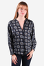 Zadig & Voltaire Blue Pattern Silk Button Down Top Size S