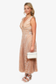 Zimmermann Nude Pleated Stripe V-Neck Maxi Dress Size 4