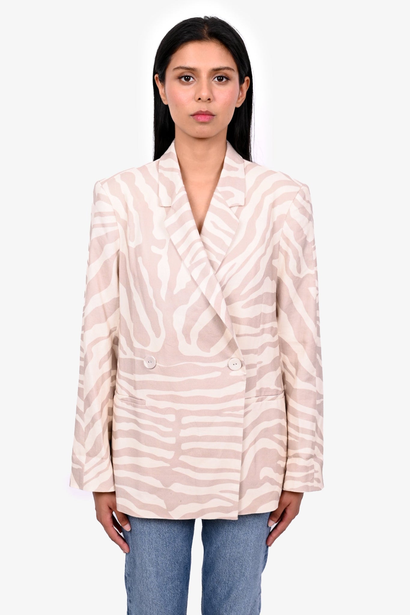 Anine Bing Beige Cream Zebra Linen Blazer sz S w Tags Mine Yours