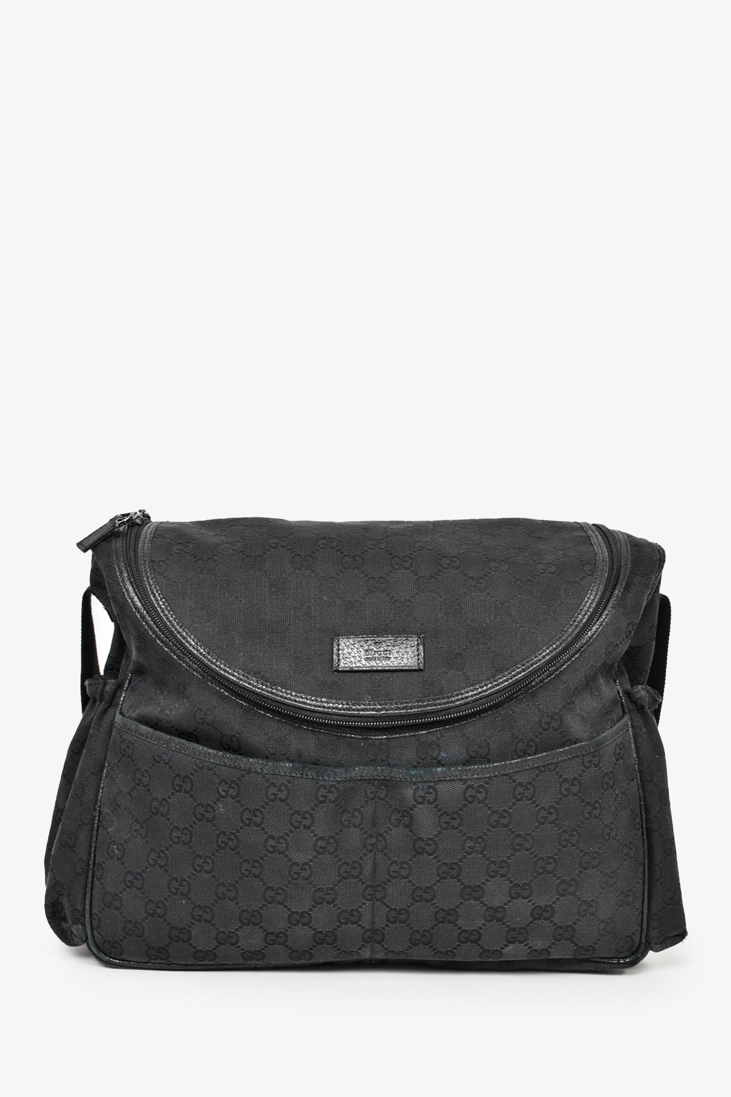 Gucci Black GG Canvas Diaper Bag Mine Yours