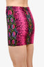 Versace Pink/Black/Green Snake Printed Cut Out Mini Skirt Size 40