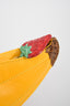 Charlotte Olympia Yellow Leather Banana Clutch with Python Skin Strap