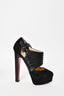 Christian Louboutin Black Suede/Leather "Bye Bye 160" Platform Heels Size 37.5