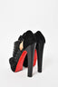 Christian Louboutin Black Suede/Leather "Bye Bye 160" Platform Heels Size 37.5