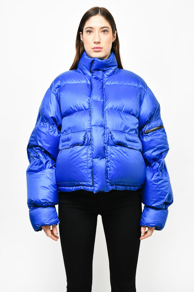 Entire Studios Blue Down Oversized Puffer Jacket with Velcro Size