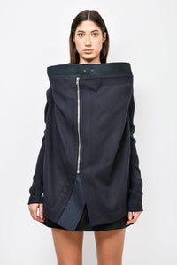 Rick Owens Black Oversized Long Sleeve Hooded Single Breasted Coat