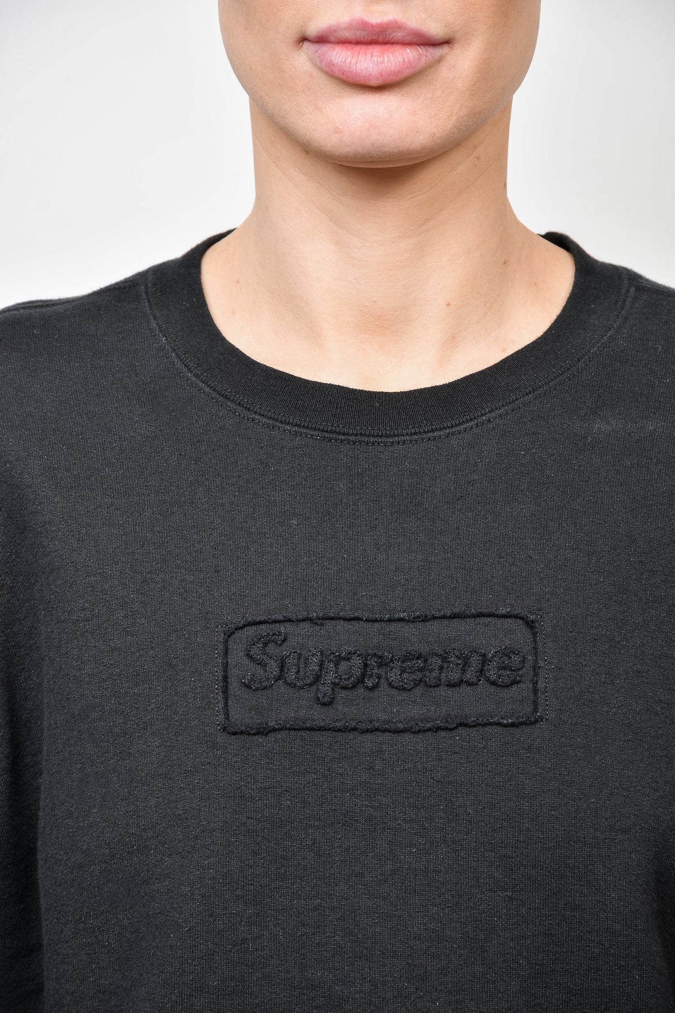 Supreme Black Cotton Logo Crewneck Sweatshirt Size M Mens – Mine