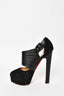 Christian Louboutin Black Suede/Leather "Bye Bye 160" Platform Heels Size 37.5