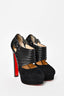 Christian Louboutin Black Suede/Leather "Bye Bye 160" Platform Heels Size 37.5